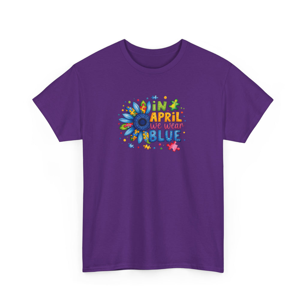 "In April We Wear Blue" Autism Awareness Floral Tee