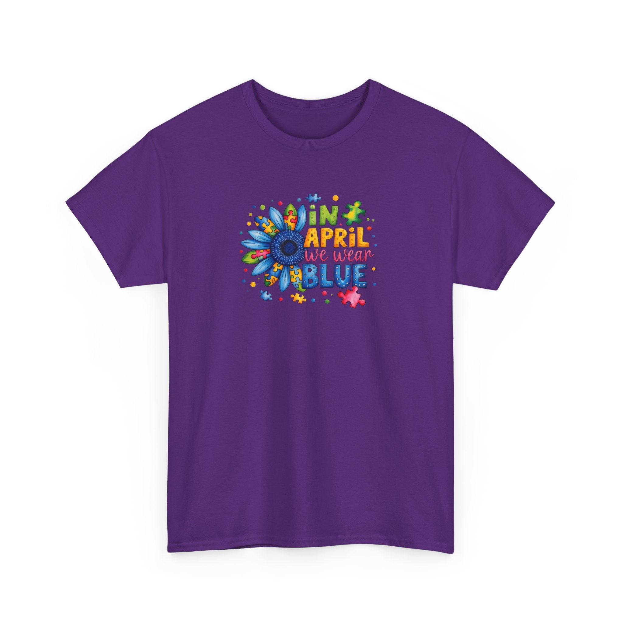 "In April We Wear Blue" Autism Awareness Floral Tee