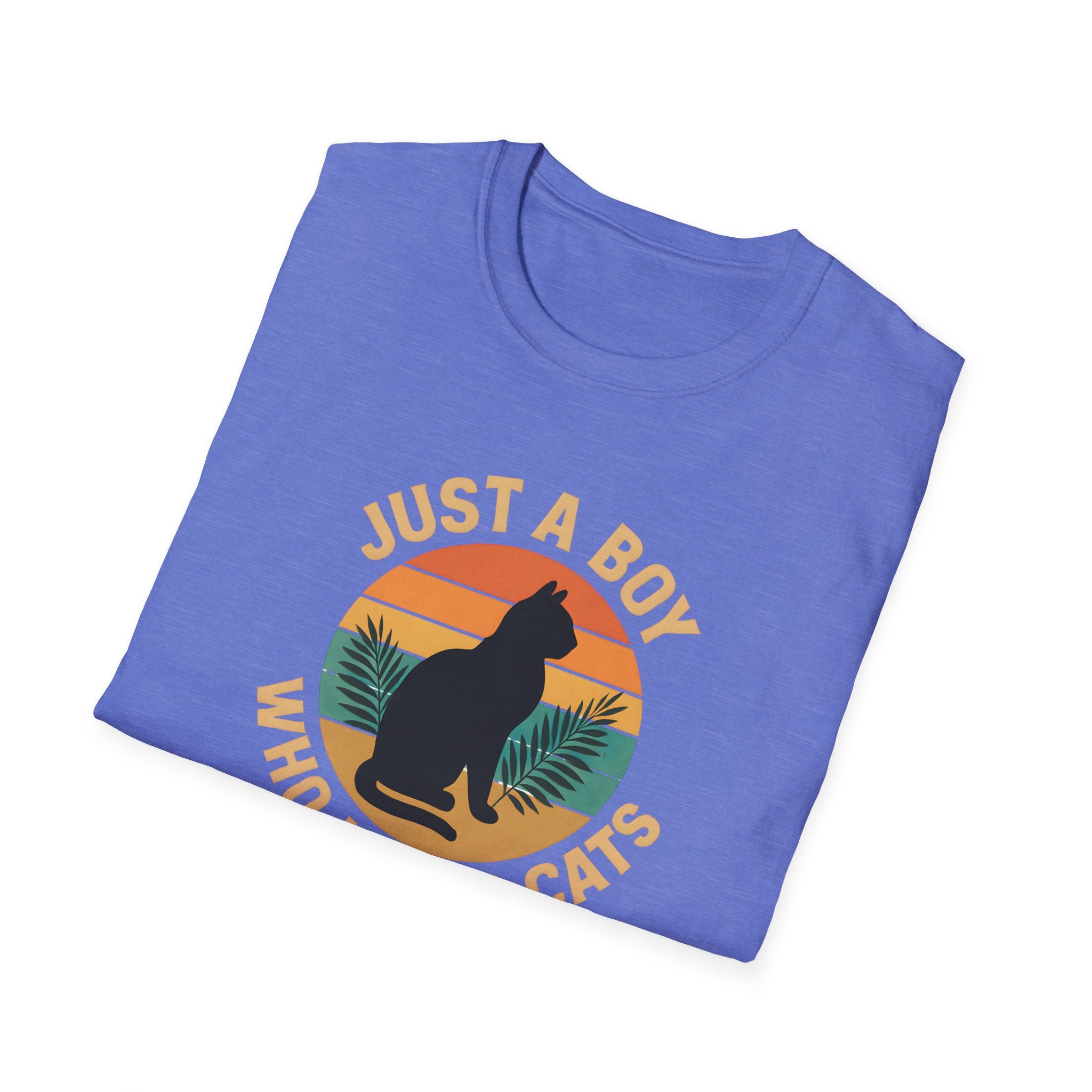 Cat Lover T‑Shirt — "Just a Boy Who Loves Cats" Vintage Sunset Tee