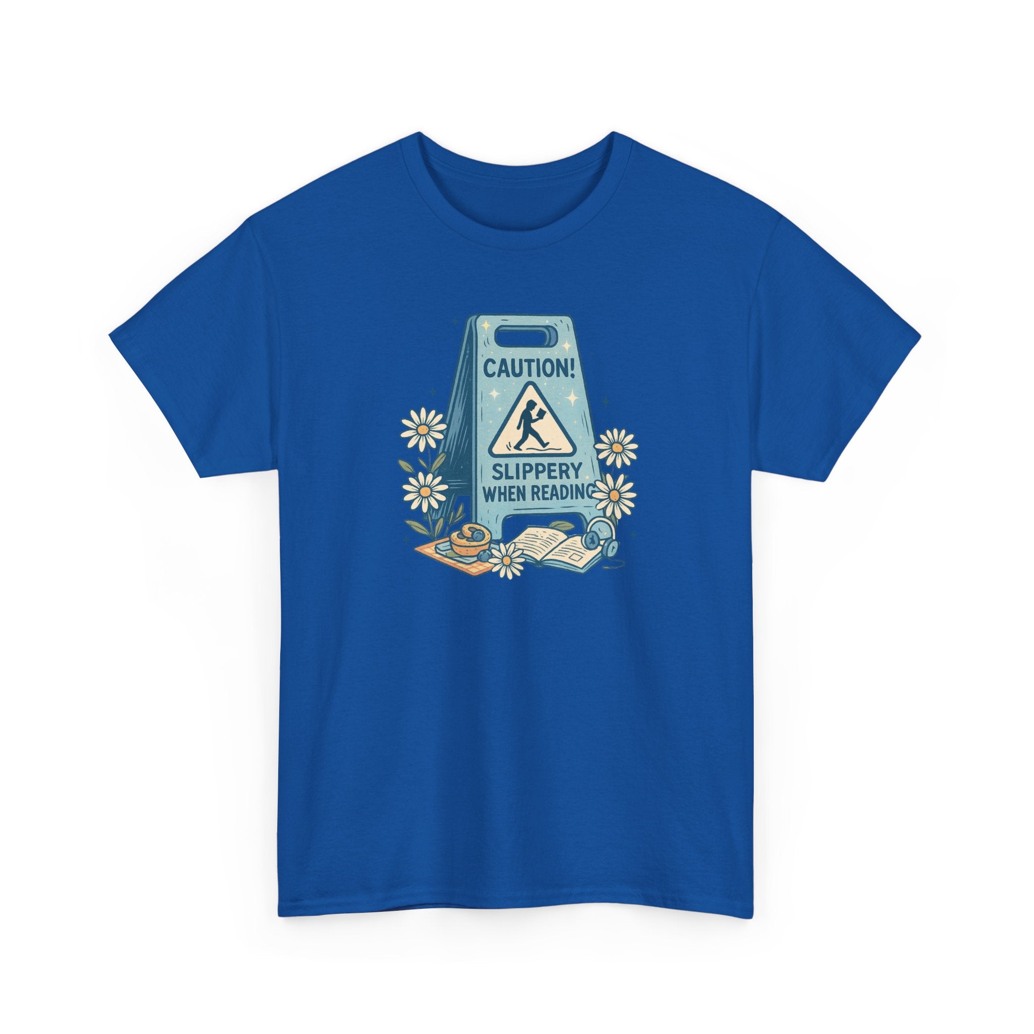 Caution: Slippery When Reading Graphic Tee — Book Lover T‑Shirt