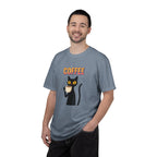 Coffee Cat T-Shirt — Cute Black Cat Holding Coffee Graphic Tee
