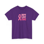 Breast Cancer Awareness Tee — Pink Ribbon "Hope Love Cure"