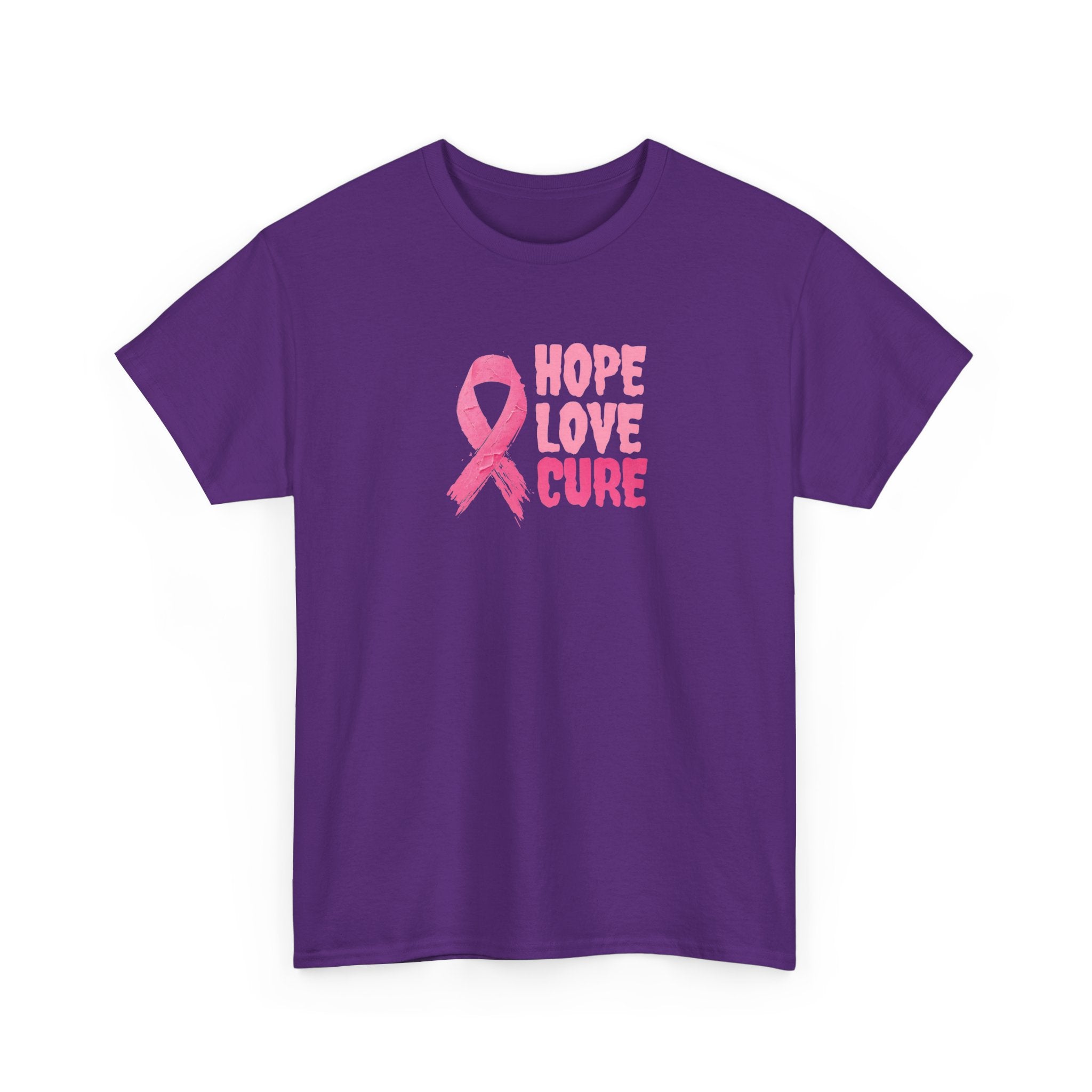 Breast Cancer Awareness Tee — Pink Ribbon "Hope Love Cure"