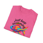 Just Keep Swimming Fish T-Shirt — Colorful Motivational Ocean Tee