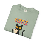 Coffee Cat T-Shirt — Cute Black Cat Holding Coffee Graphic Tee