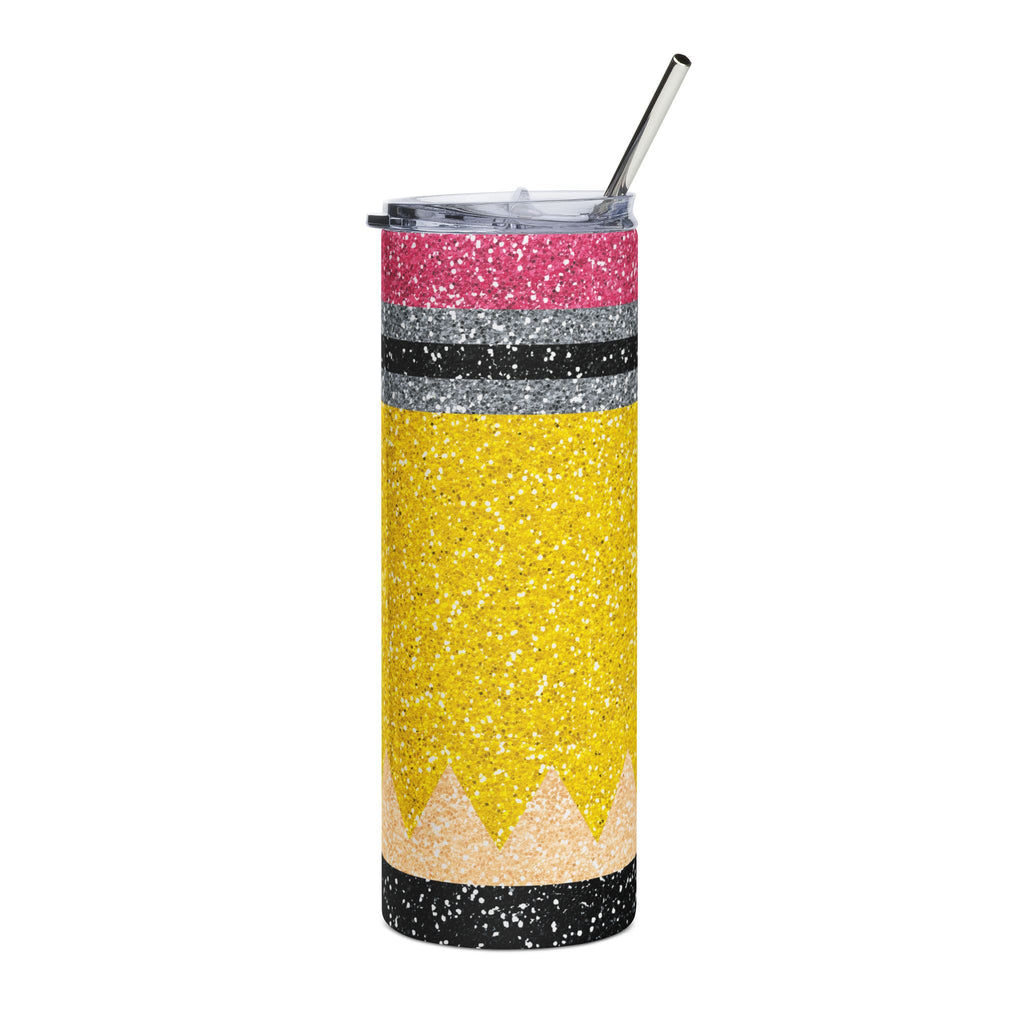 20oz Pencil Glitter Stainless Steel Tumbler Teacher Gift