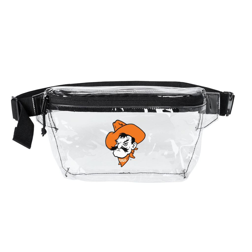 Clear/Black Transparent Fanny Pack with Orange Cowboy Mascot – Stadium-Approved Festival Belt Bag
