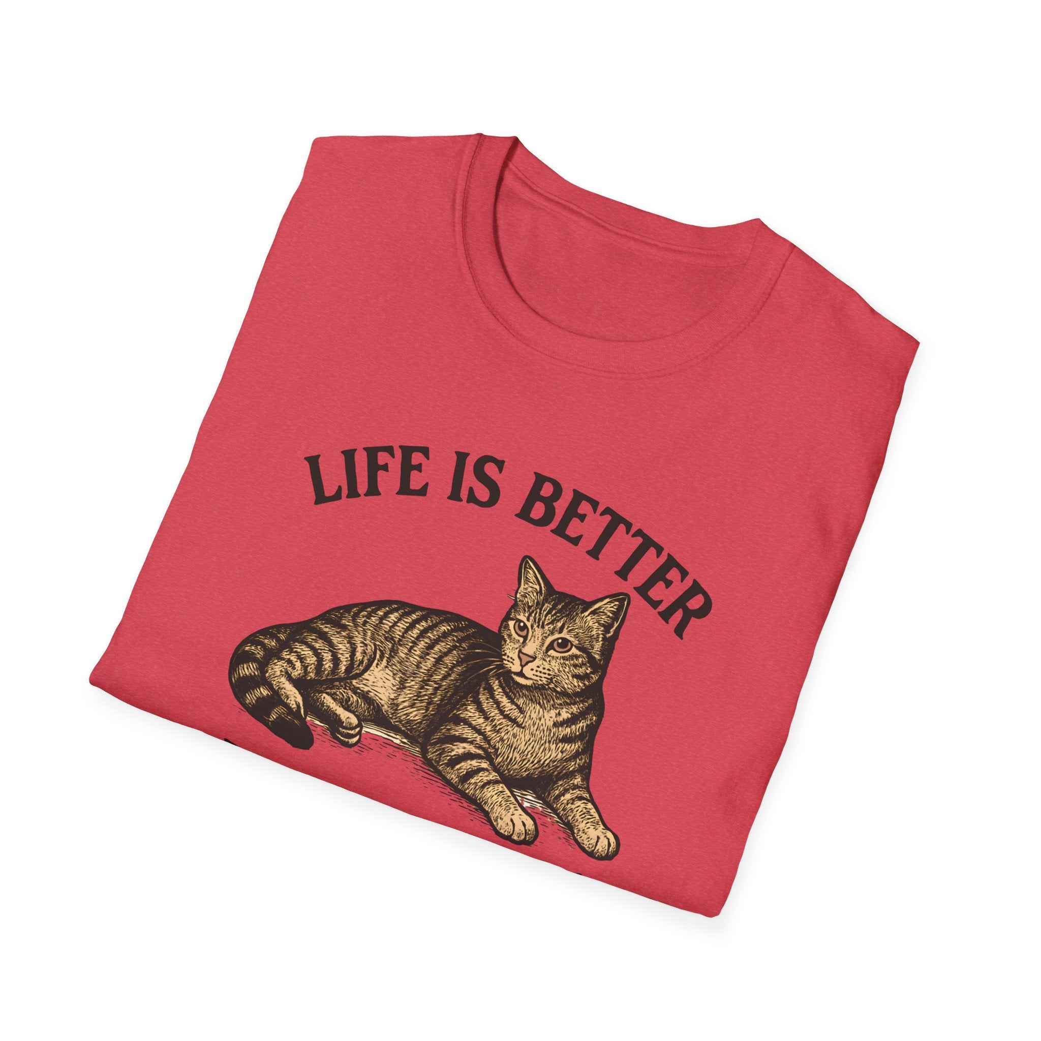 Life Is Better With a Cat T-Shirt — Vintage Tabby Cat Tee for Cat Lovers