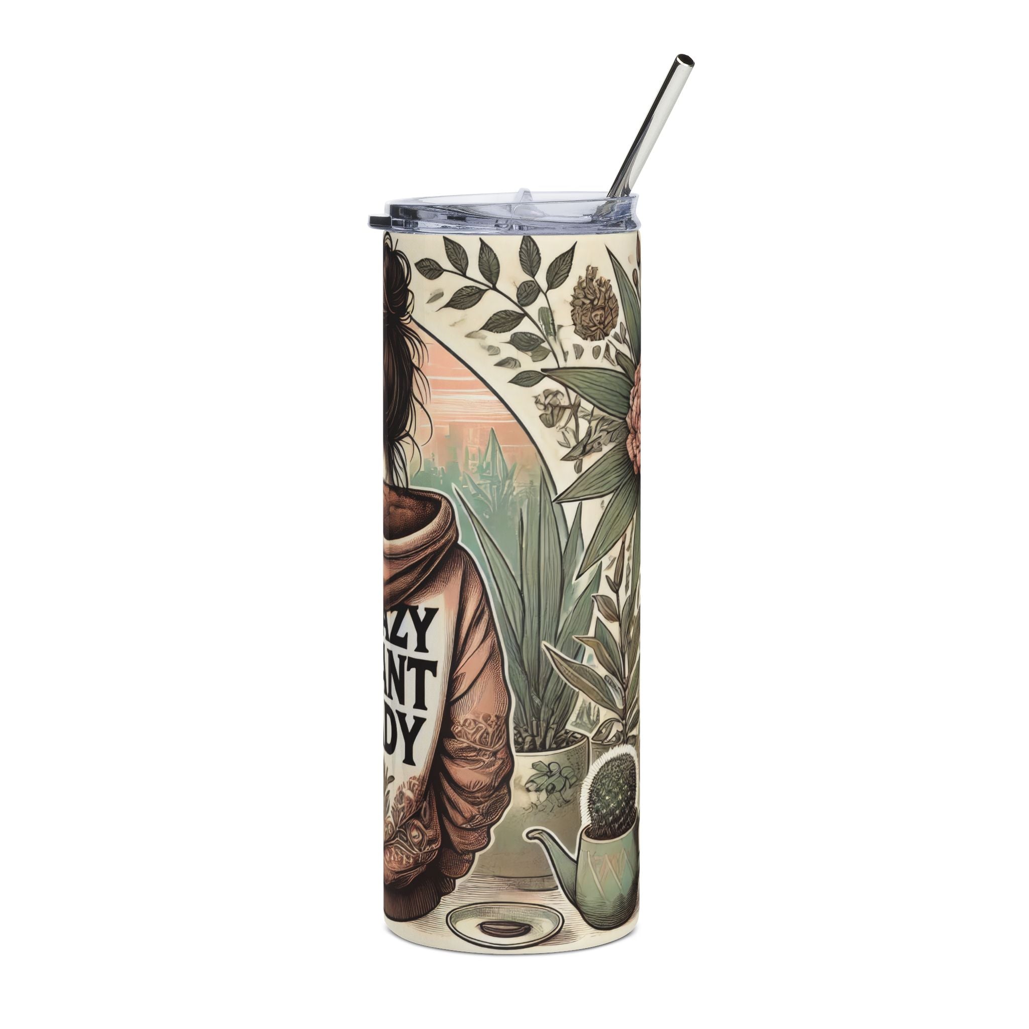 Crazy Plant Lady 20oz Stainless Steel Tumbler — Floral Succulent Travel Mug