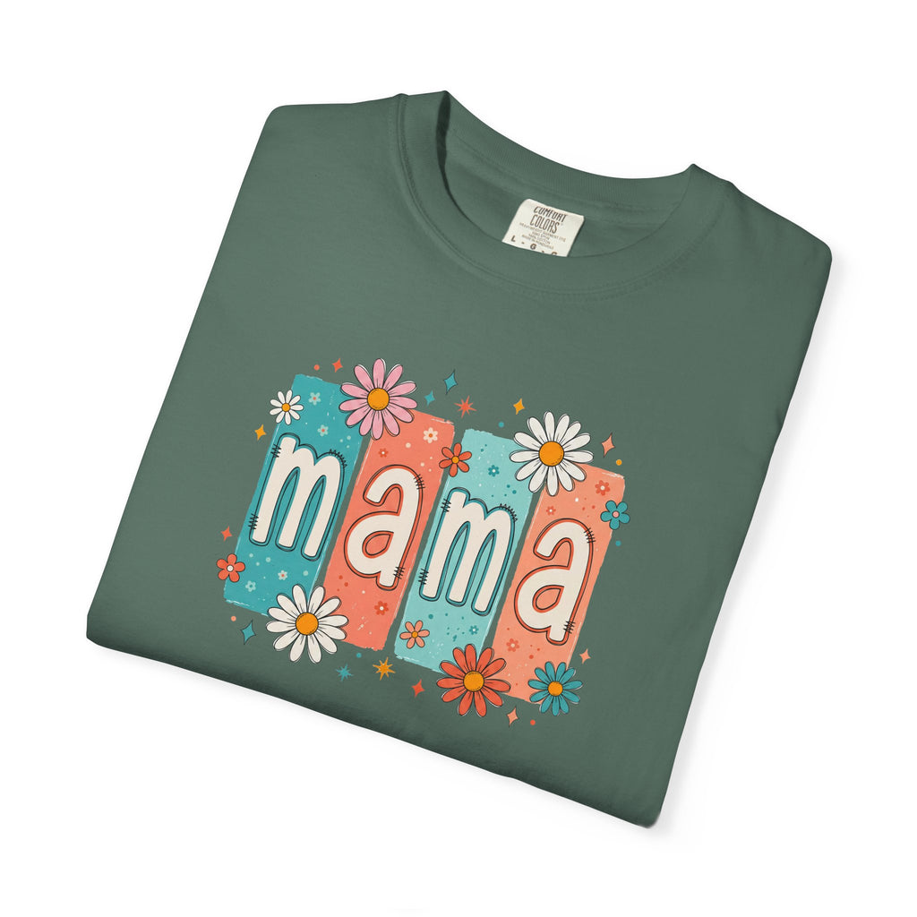 Mama Floral Tee — Retro Block Letter Mother's Day T-Shirt