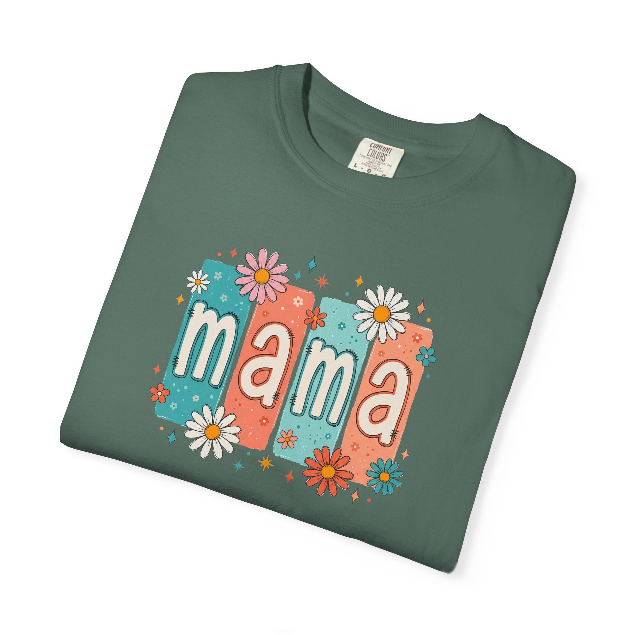 Mama Floral Tee — Retro Block Letter Mother's Day T-Shirt