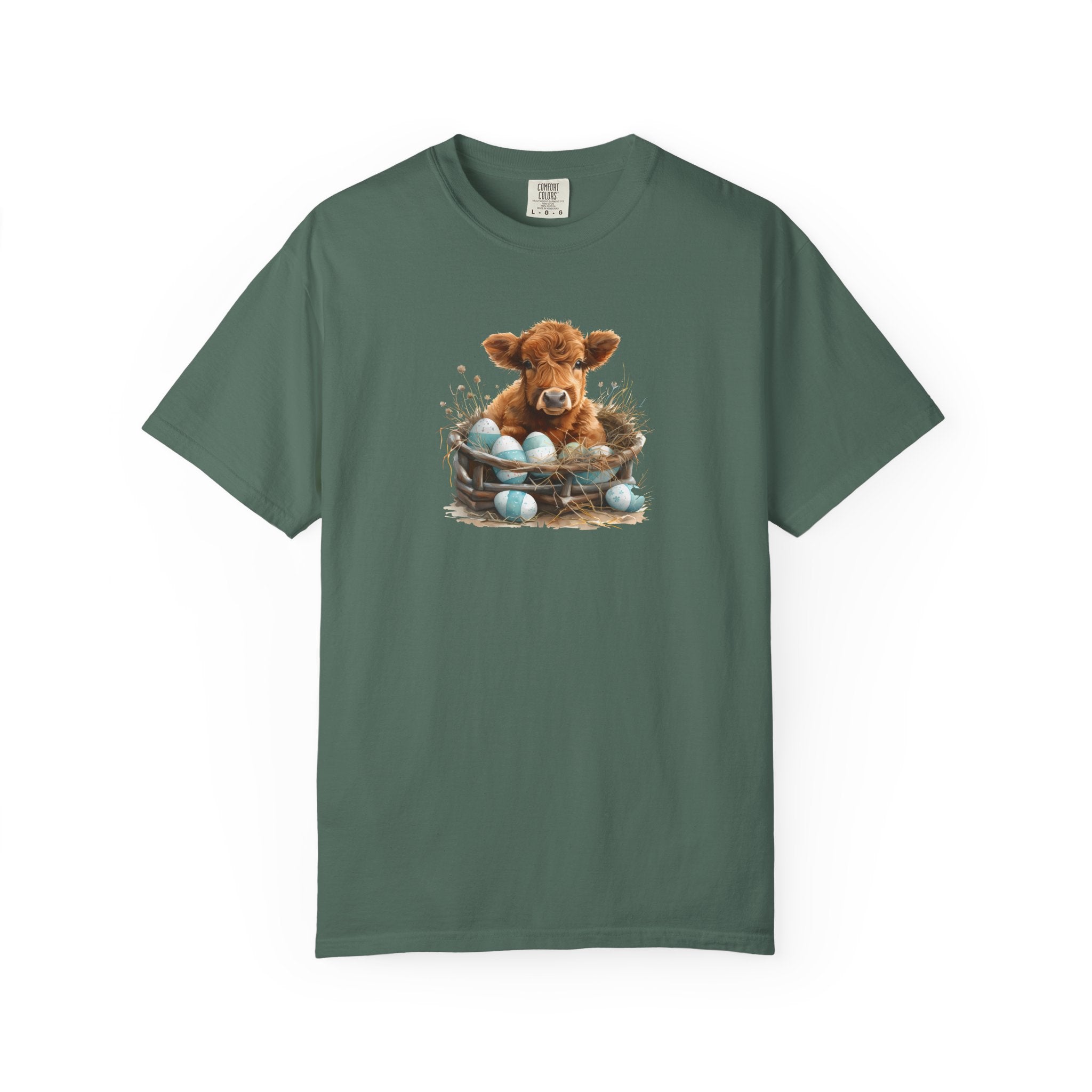 Easter Highland Cow Calf in Basket T-Shirt