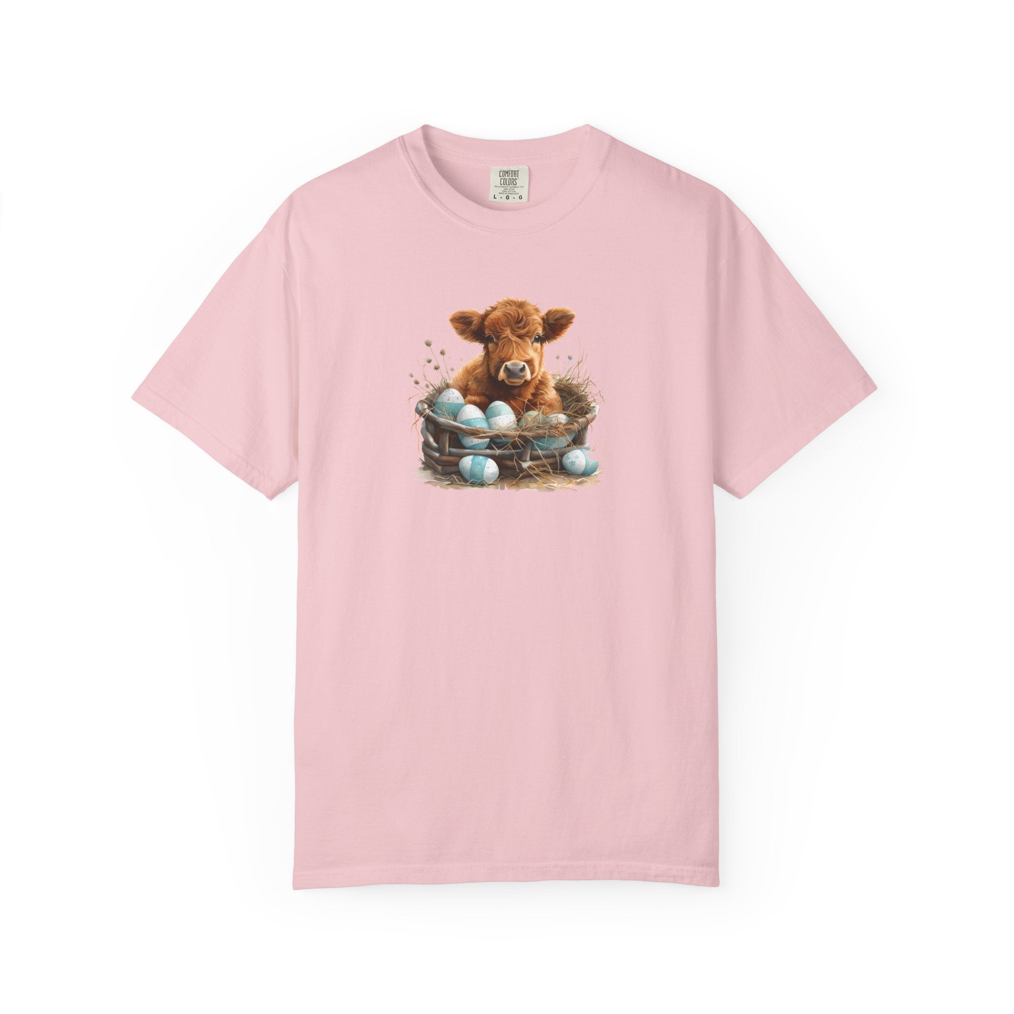 Easter Highland Cow Calf in Basket T-Shirt