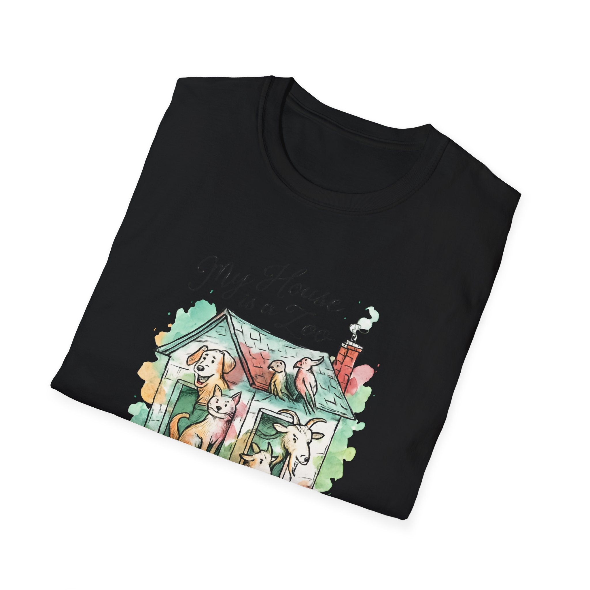 Dog House Watercolor T-Shirt — "My House is a Zoo" Cute Pet Lover Tee