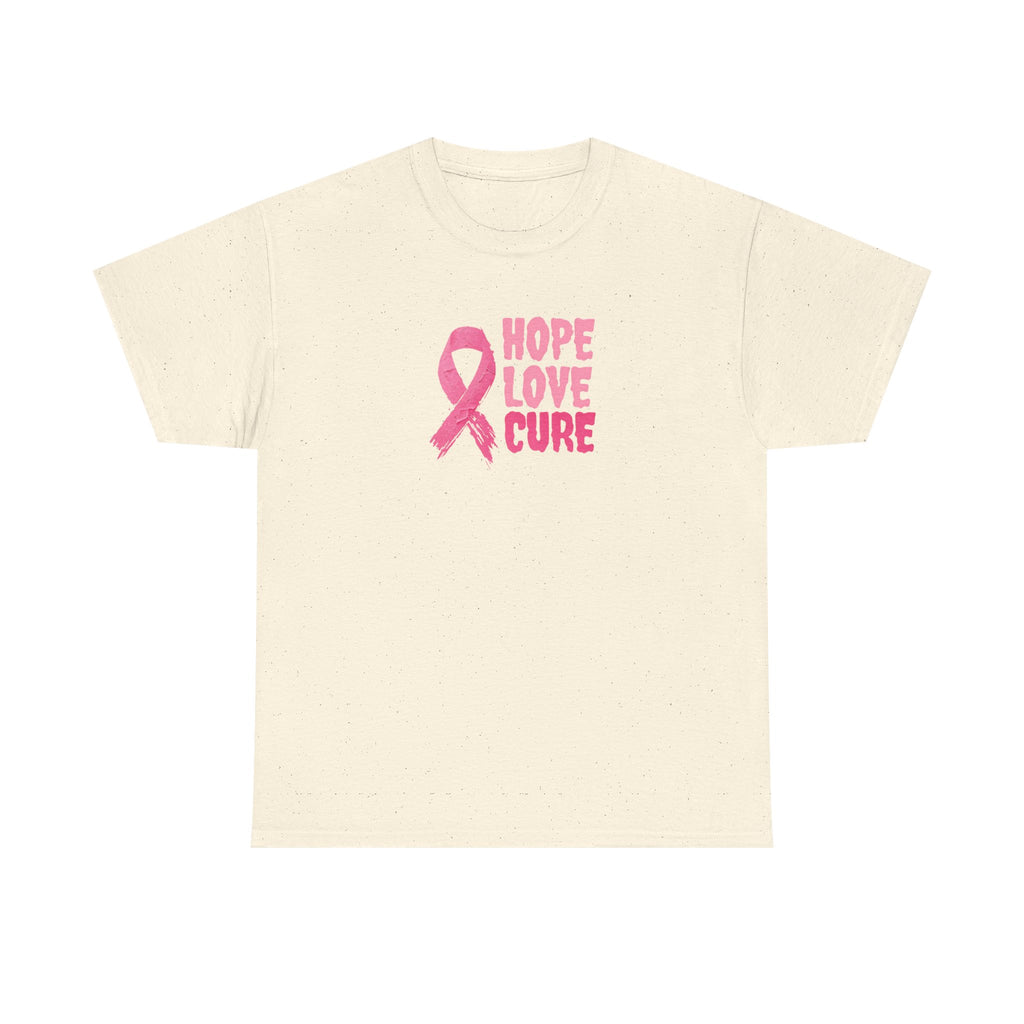 Breast Cancer Awareness Tee — Pink Ribbon "Hope Love Cure"