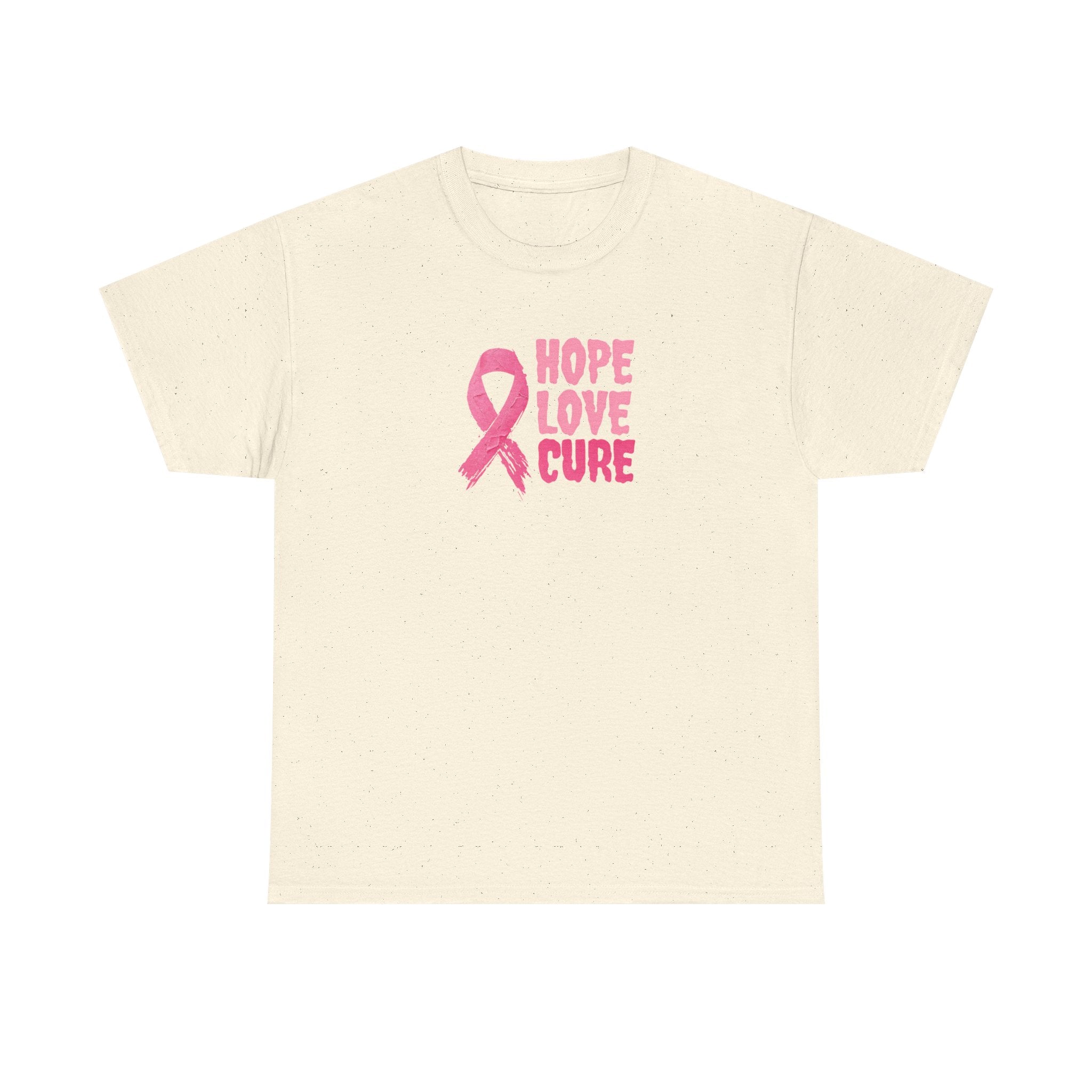 Breast Cancer Awareness Tee — Pink Ribbon "Hope Love Cure"