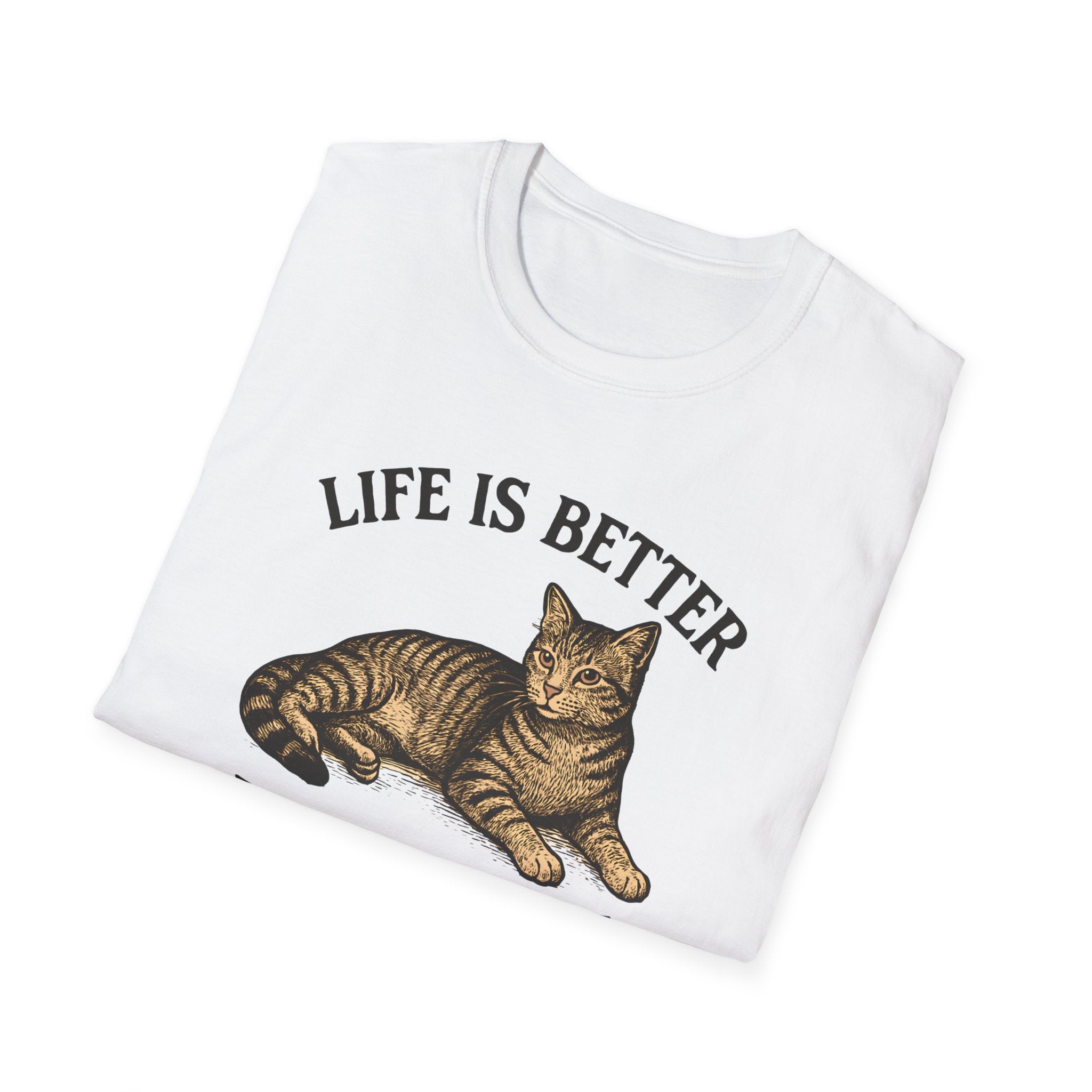 Life Is Better With a Cat T-Shirt — Vintage Tabby Cat Tee for Cat Lovers