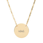 Engraved Circle Necklace — "Mimi." Personalized Pendant Gift