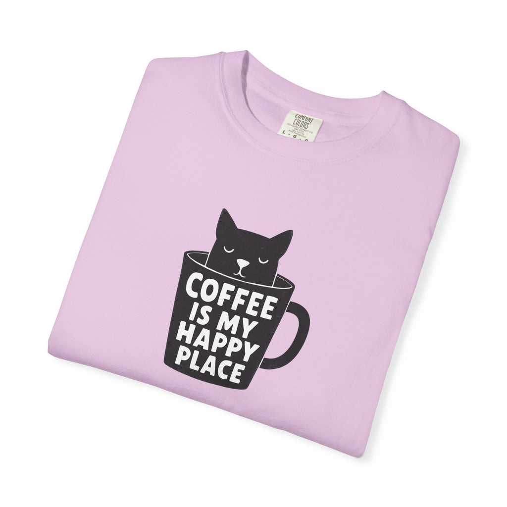 Coffee Is My Happy Place T-Shirt — Cat & Coffee Graphic Tee