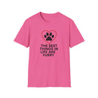 Dog Lover T-Shirt — “The Best Things in Life Are Furry” Paw Heart Tee