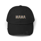 MAMA Distressed Baseball Cap — Floral Patch Mom Hat