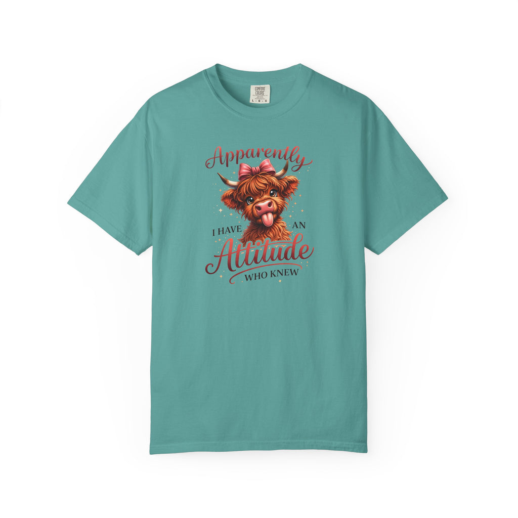 Attitude Highland Cow T-Shirt — "Apparently I Have an Attitude" Cute Cow Graphic Tee