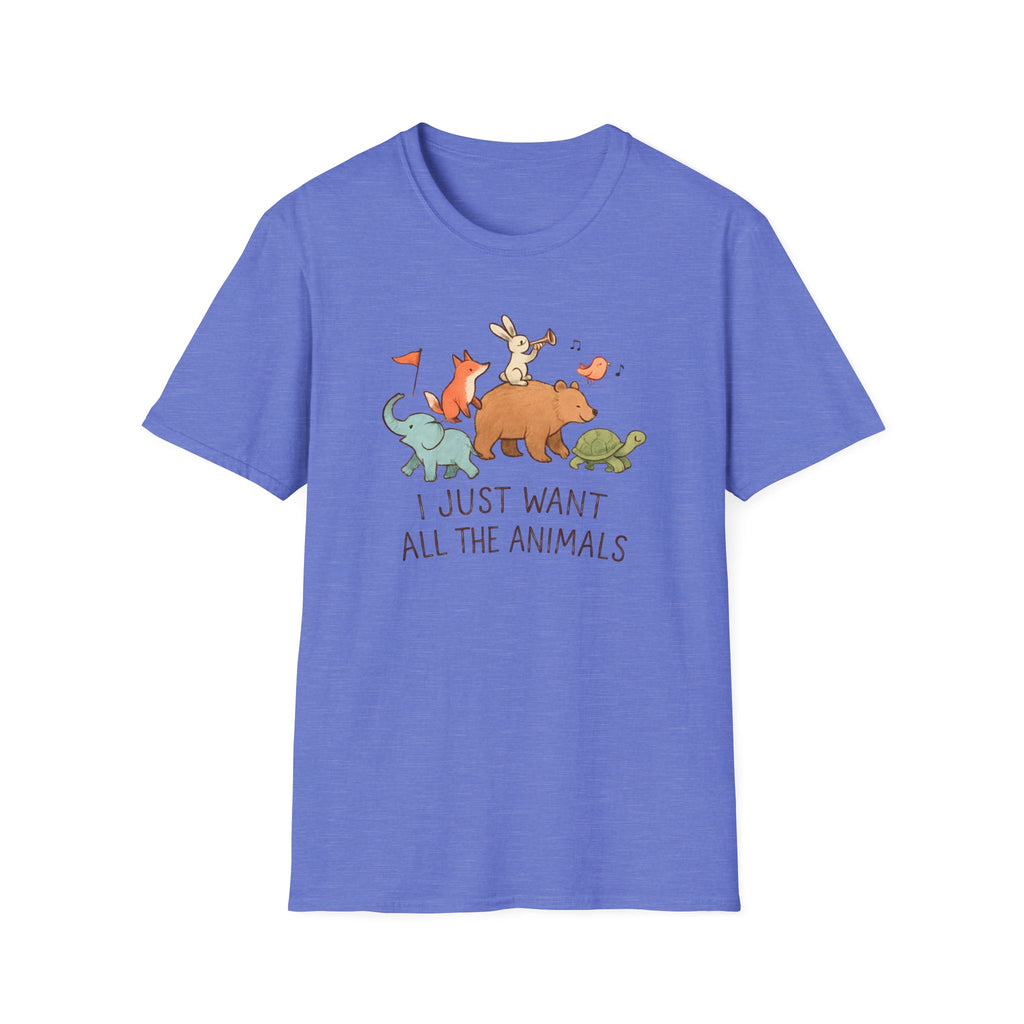 I Just Want All The Animals T-Shirt — Cute Animal Stack Tee for Animal Lovers