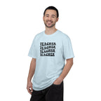 Teacher Repeat Graphic T-Shirt — Retro Stacked "Teacher" Tee