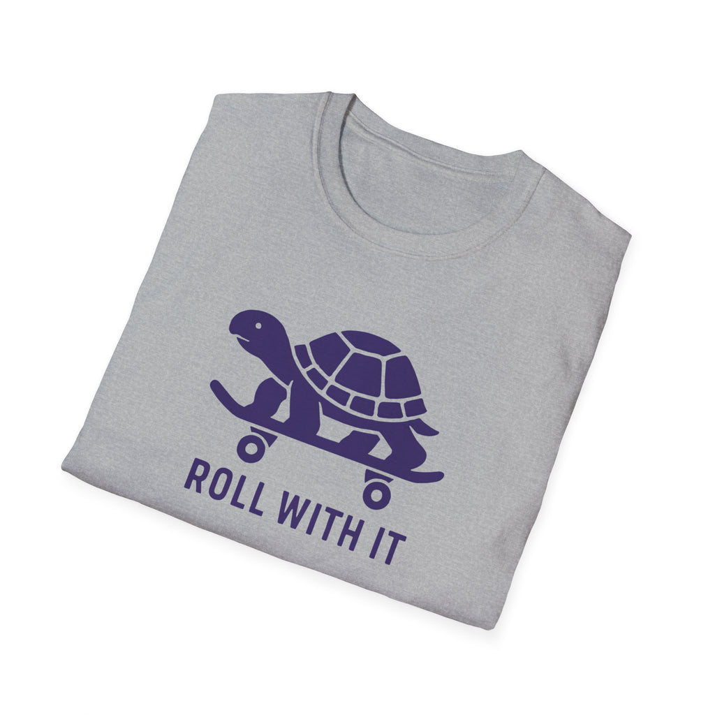 T-Shirt — "Roll With It" Turtle Skateboard Graphic Tee
