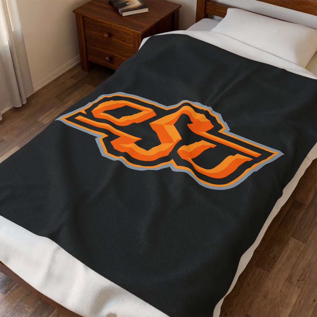 OSU Velveteen Plush Blanket — Cozy Oklahoma State Logo Throw
