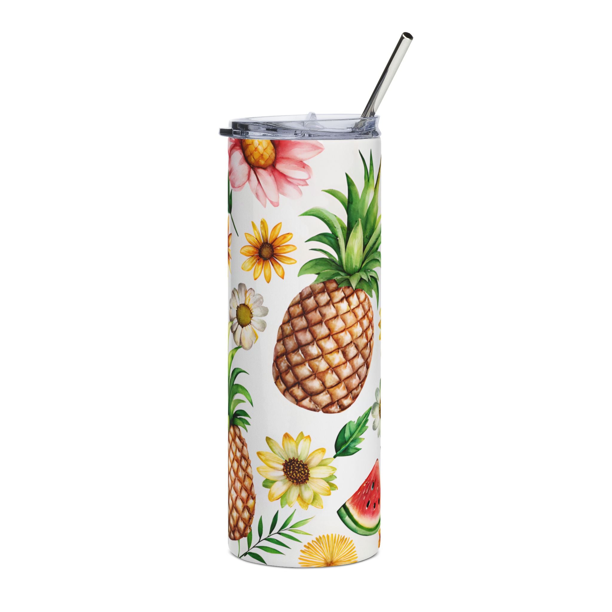 Tropical Pineapple & Watermelon Floral 20oz Stainless Steel Tumbler