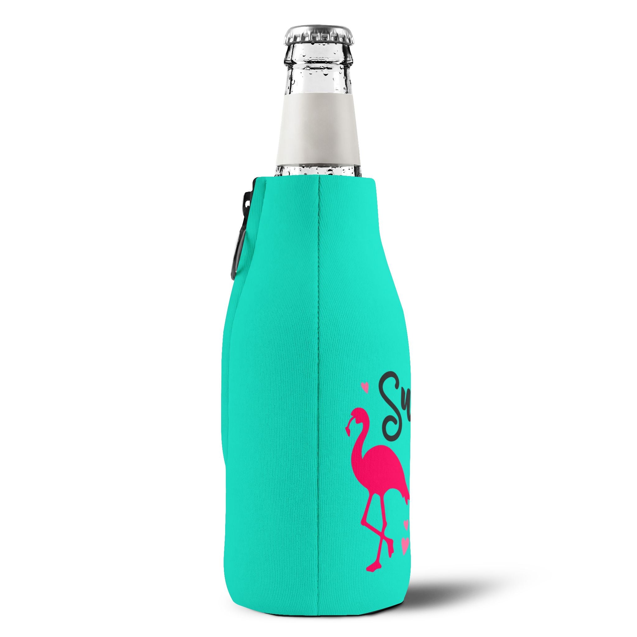 "Summer Vibes Only" Flamingo Zip-Up Can Koozie