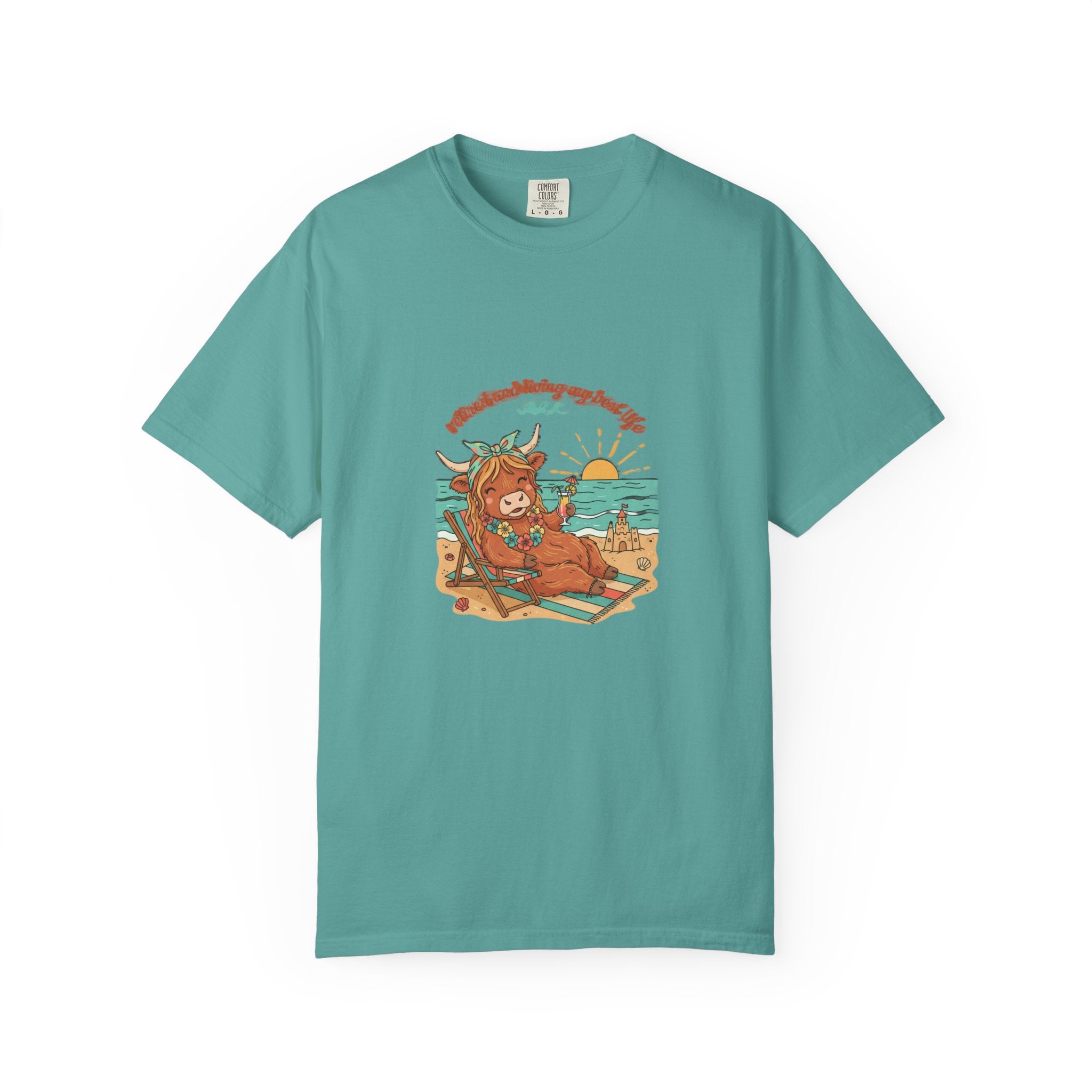 Retired Highland Cow at the Beach T-shirt