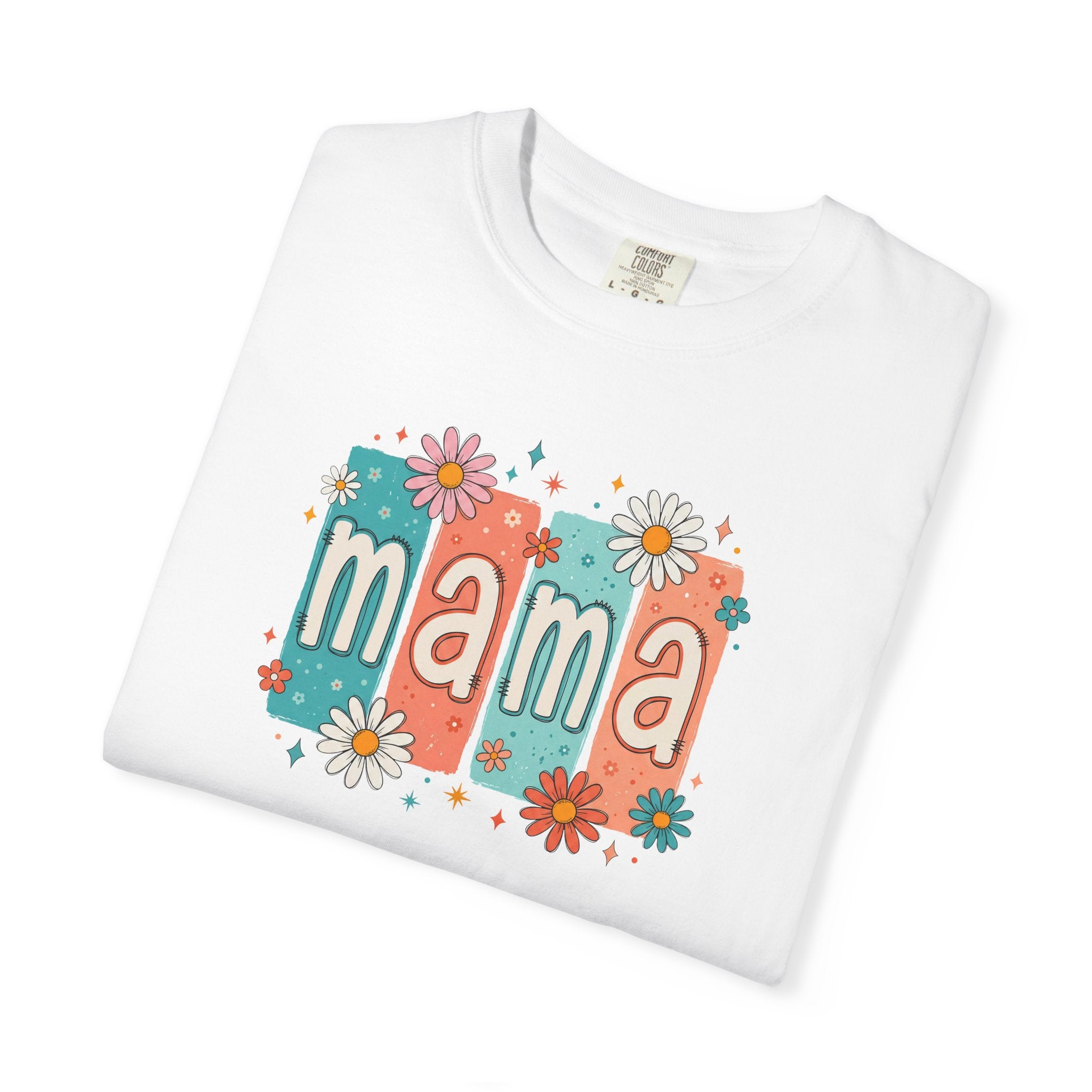 Mama Floral Tee — Retro Block Letter Mother's Day T-Shirt