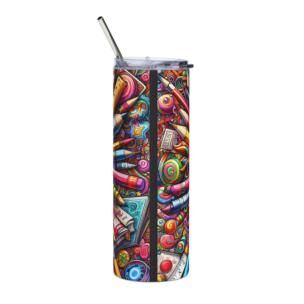 Colorful Apple & School Supplies for Teachers 20oz Stainless Steel Tumbler