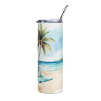 Beach Palm 20oz Stainless Steel Tumbler – Tropical Seaside Drinkware