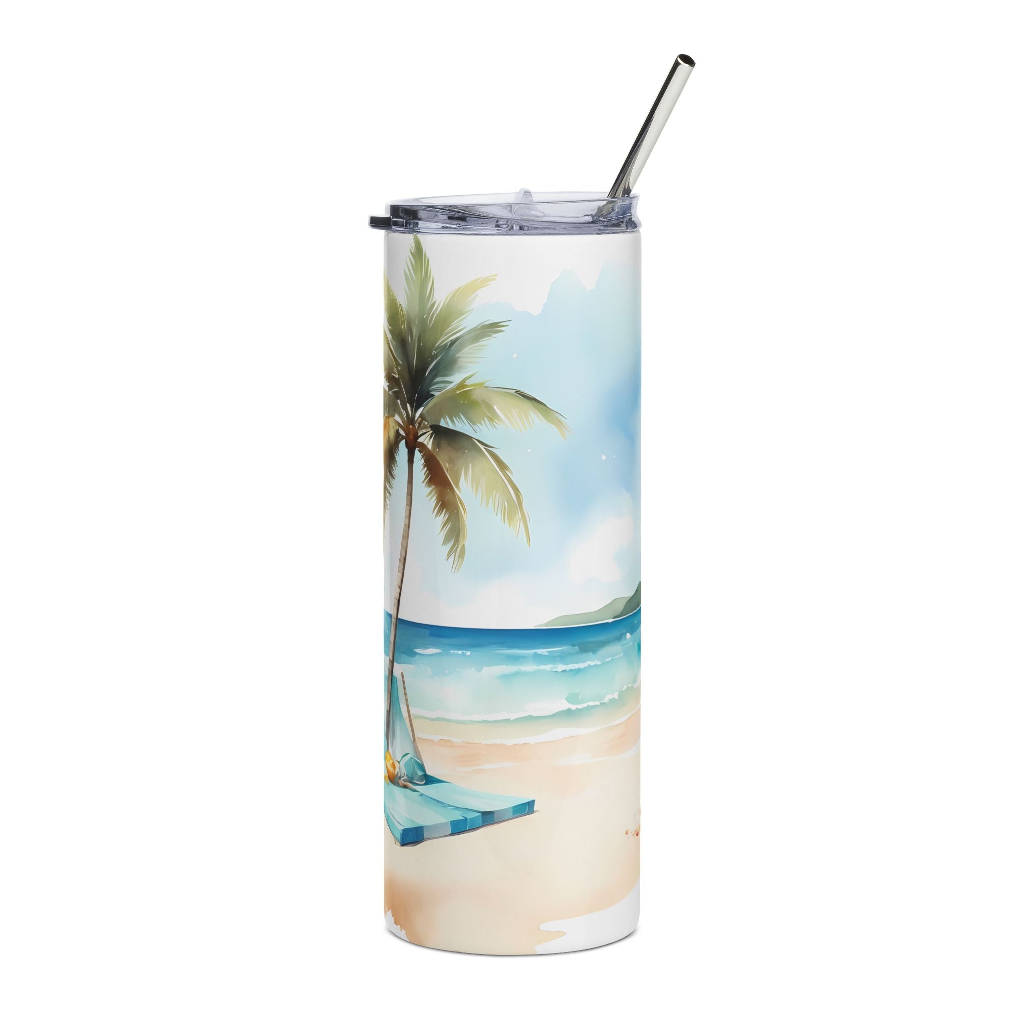 Beach Palm 20oz Stainless Steel Tumbler – Tropical Seaside Drinkware
