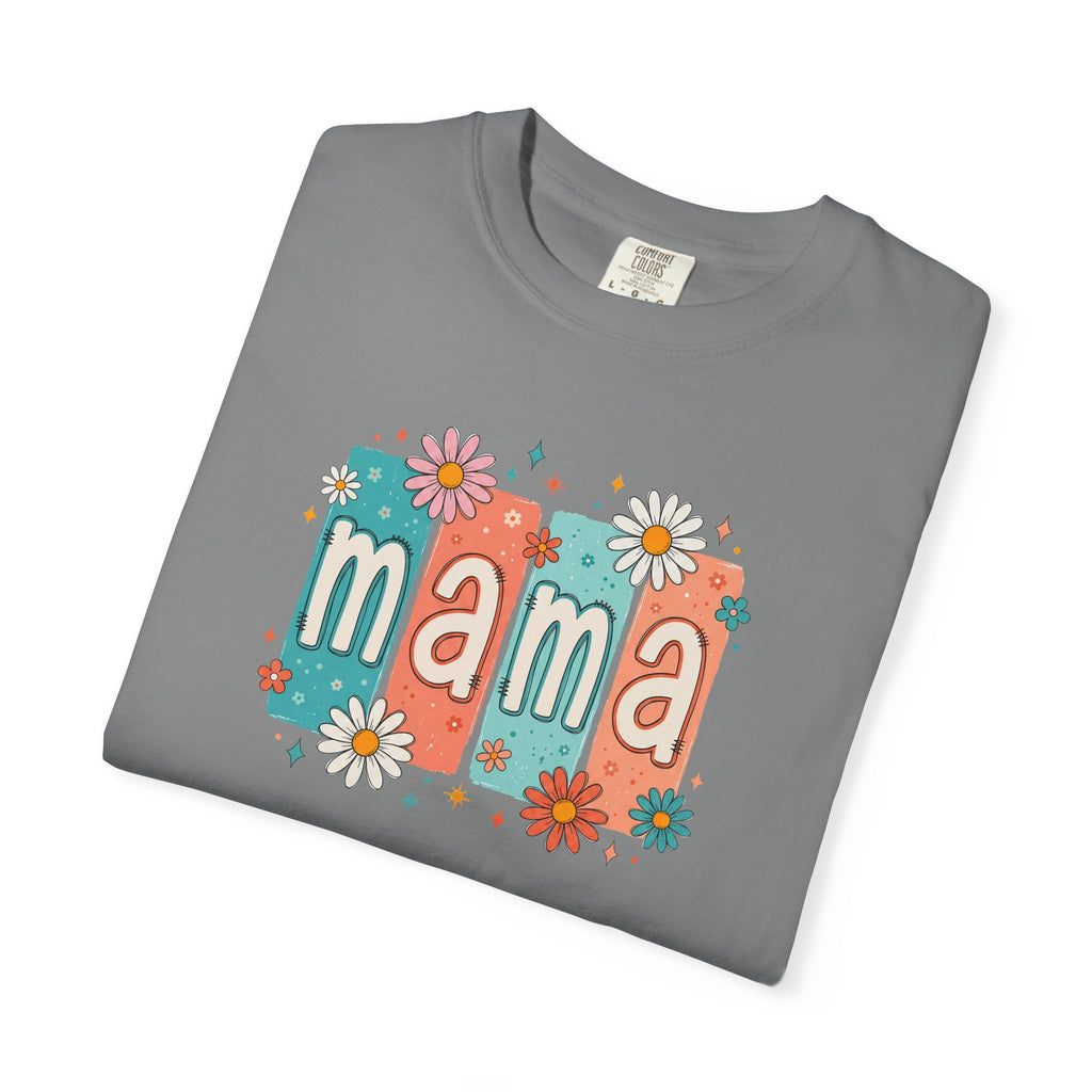 Mama Floral Tee — Retro Block Letter Mother's Day T-Shirt