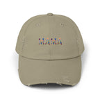 MAMA Distressed Baseball Cap — Floral Patch Mom Hat