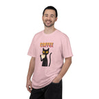 Coffee Cat T-Shirt — Cute Black Cat Holding Coffee Graphic Tee