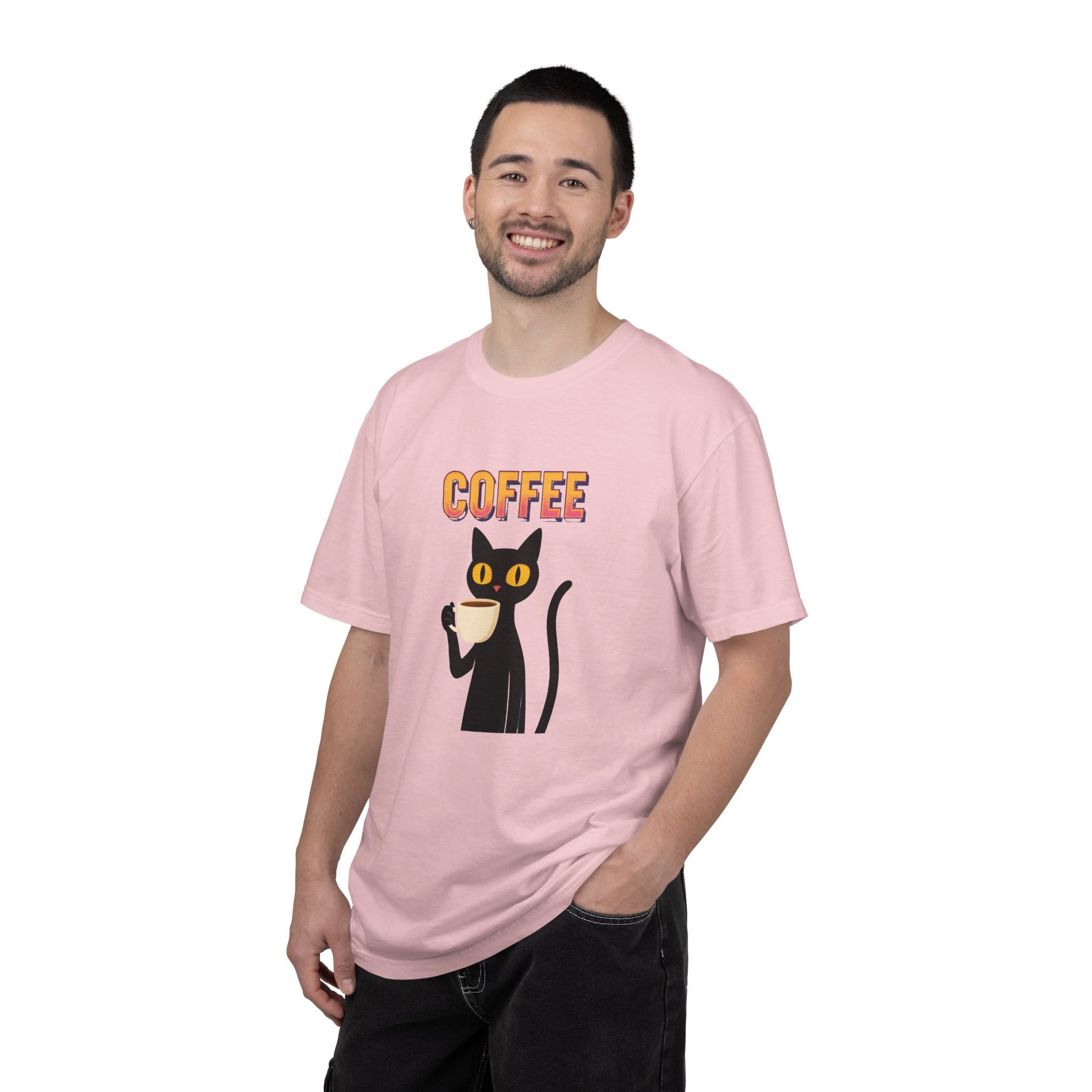 Coffee Cat T-Shirt — Cute Black Cat Holding Coffee Graphic Tee