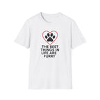 Dog Lover T-Shirt — “The Best Things in Life Are Furry” Paw Heart Tee