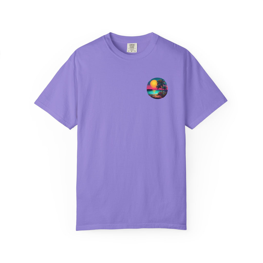 Sunset Sand T-Shirt — Palm Tree Beach Graphic Tee