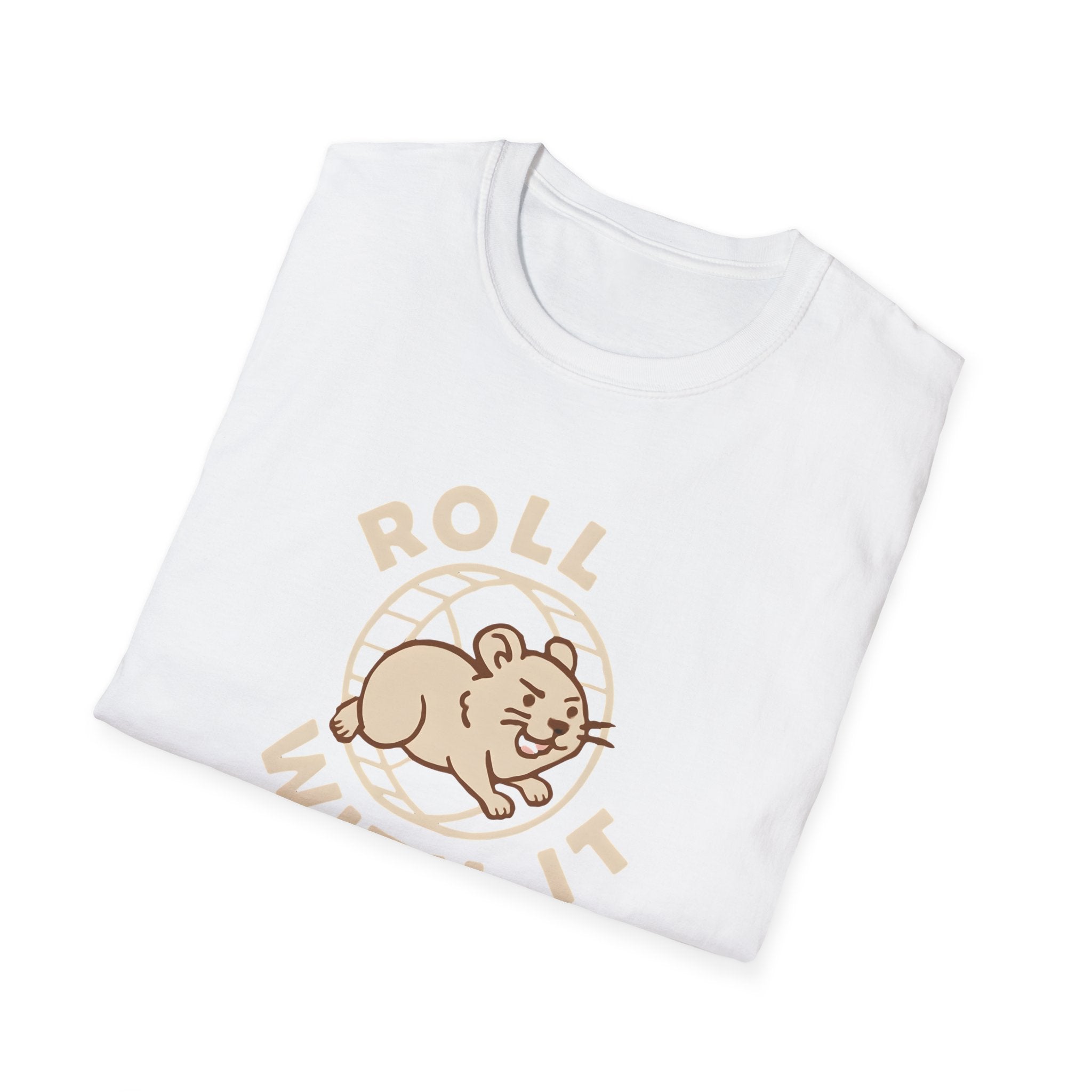 T-Shirt — "Roll With It" Cute Hamster Graphic Tee