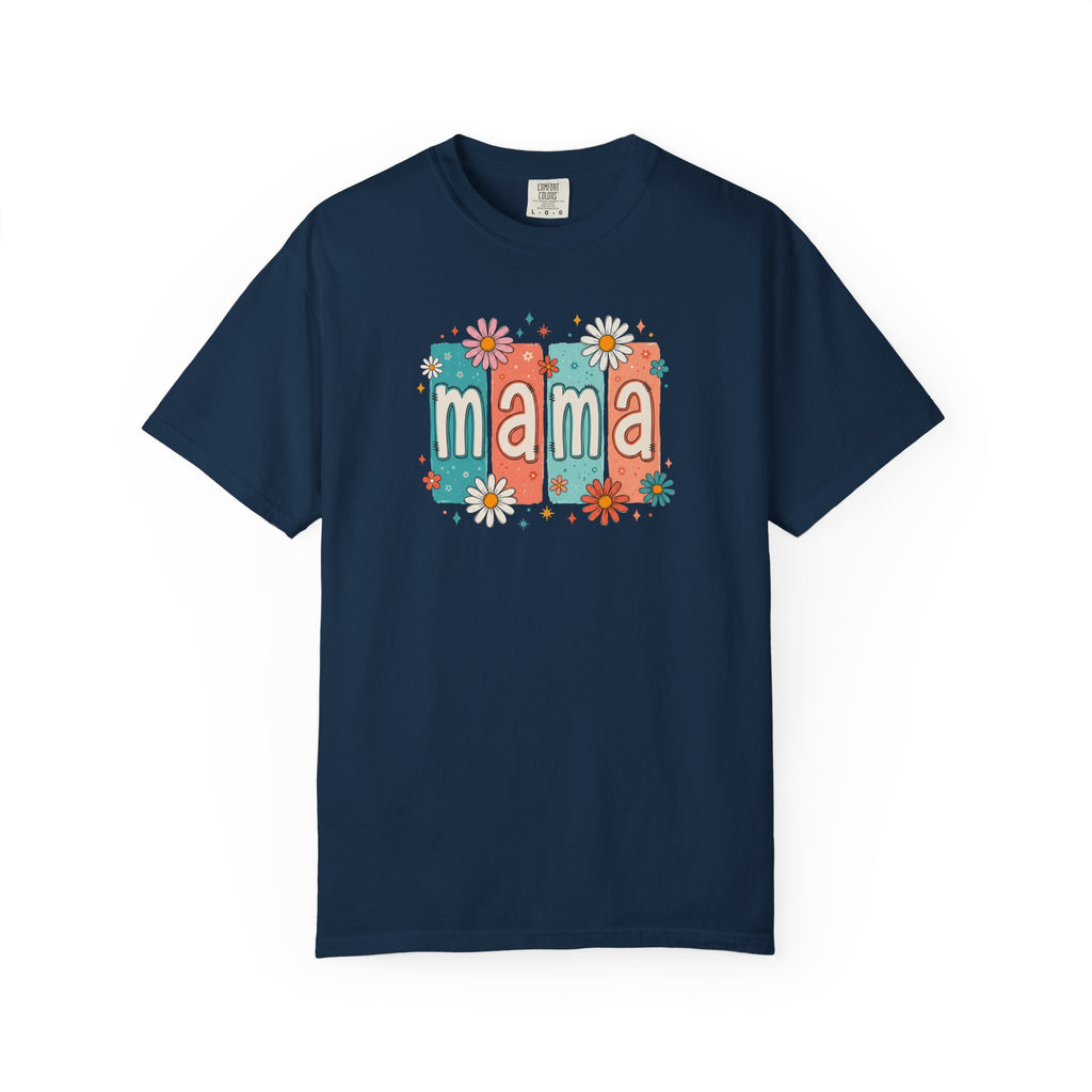 Mama Floral Tee — Retro Block Letter Mother's Day T-Shirt