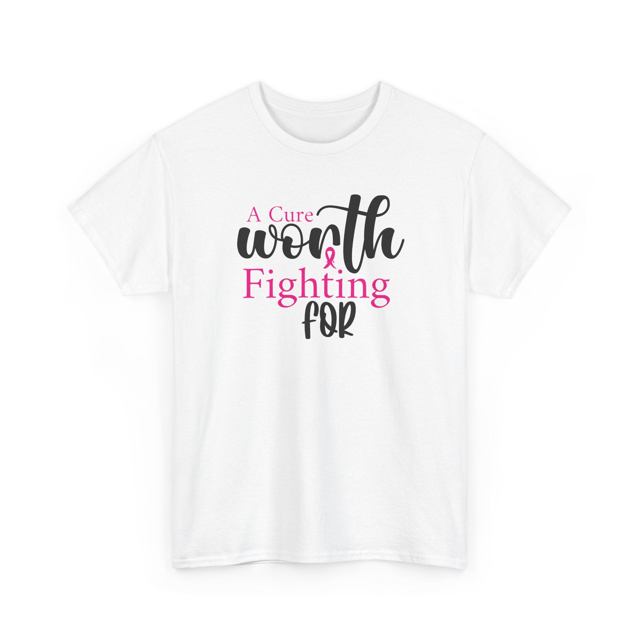 Breast Cancer Support T-Shirt — "Worth Fighting For" Pink Ribbon Tee