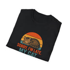 Cat Lover T-Shirt - "Sorry I'm Late, My Cat Was Sleeping On Me" Vintage Retro Tee