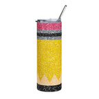 20oz Pencil Glitter Stainless Steel Tumbler Teacher Gift