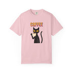 Coffee Cat T-Shirt — Cute Black Cat Holding Coffee Graphic Tee