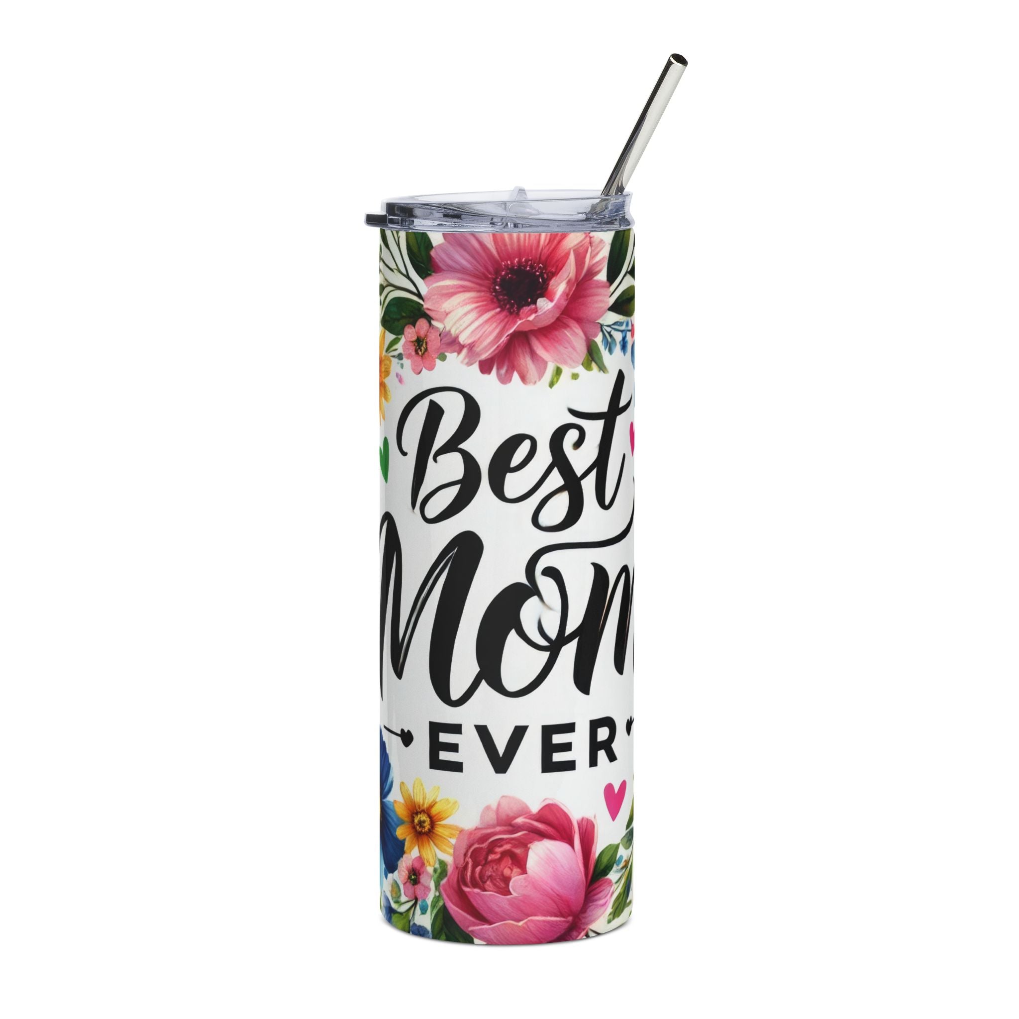 Best Mom Ever Stainless Steel Tumbler - 20oz Floral Travel Cup